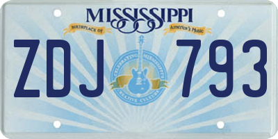 MS license plate ZDJ793