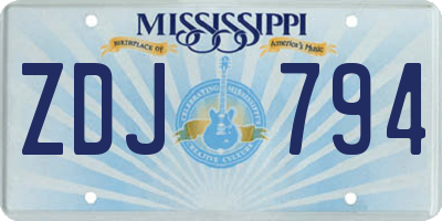 MS license plate ZDJ794