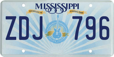 MS license plate ZDJ796