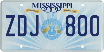 MS license plate ZDJ800