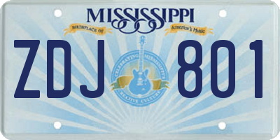 MS license plate ZDJ801