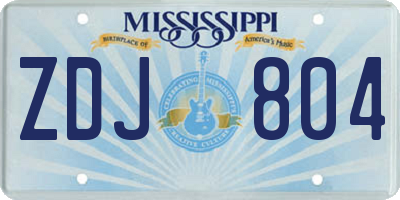 MS license plate ZDJ804