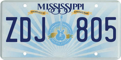 MS license plate ZDJ805