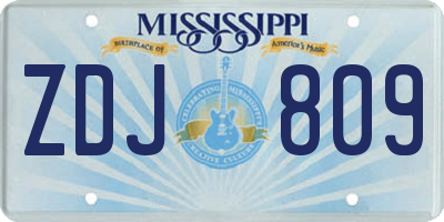MS license plate ZDJ809