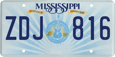 MS license plate ZDJ816