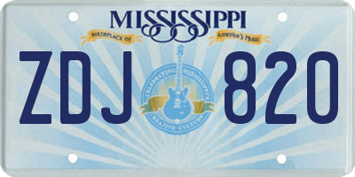 MS license plate ZDJ820