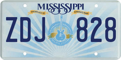 MS license plate ZDJ828