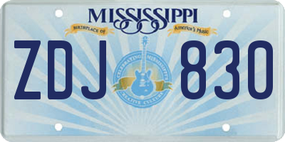 MS license plate ZDJ830
