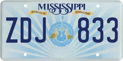 MS license plate ZDJ833
