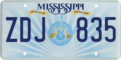 MS license plate ZDJ835