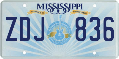MS license plate ZDJ836