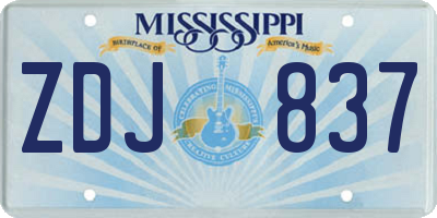 MS license plate ZDJ837
