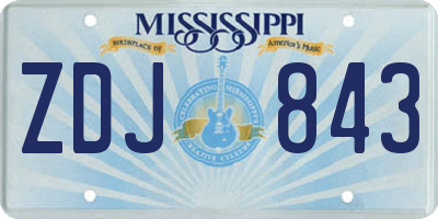 MS license plate ZDJ843