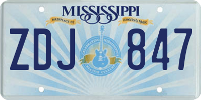 MS license plate ZDJ847