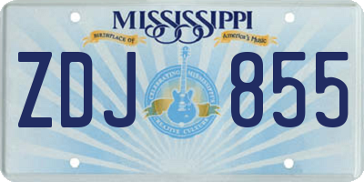 MS license plate ZDJ855