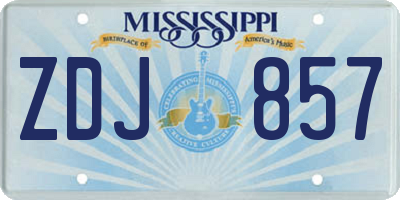 MS license plate ZDJ857