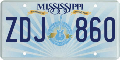 MS license plate ZDJ860