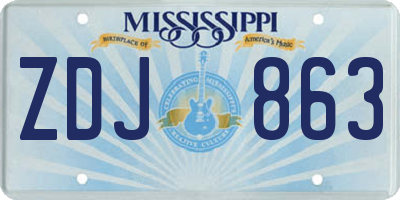 MS license plate ZDJ863