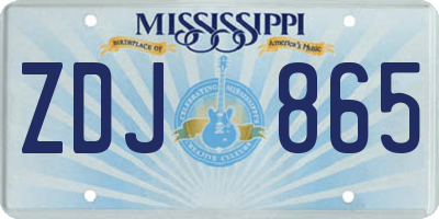 MS license plate ZDJ865