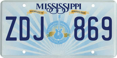 MS license plate ZDJ869