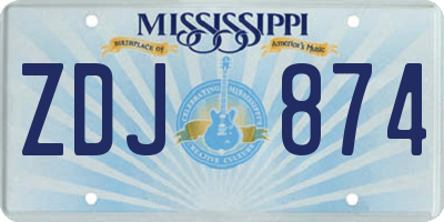 MS license plate ZDJ874