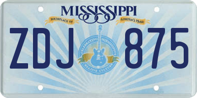 MS license plate ZDJ875