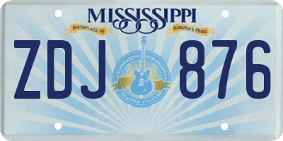 MS license plate ZDJ876