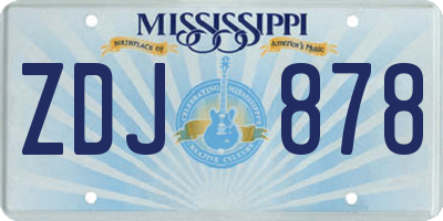 MS license plate ZDJ878