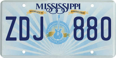 MS license plate ZDJ880