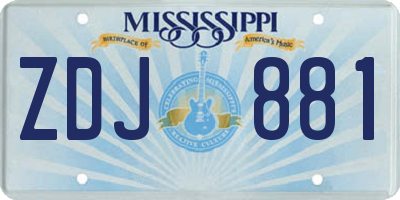 MS license plate ZDJ881