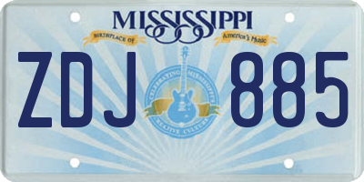 MS license plate ZDJ885