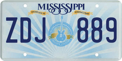 MS license plate ZDJ889