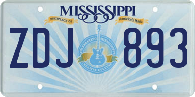 MS license plate ZDJ893