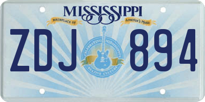 MS license plate ZDJ894