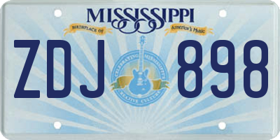MS license plate ZDJ898