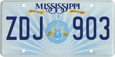 MS license plate ZDJ903