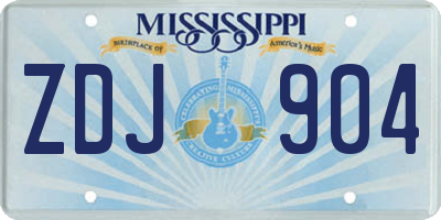 MS license plate ZDJ904