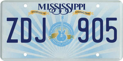 MS license plate ZDJ905