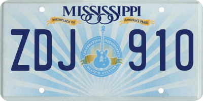 MS license plate ZDJ910