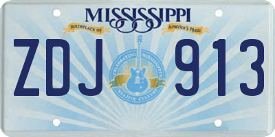 MS license plate ZDJ913