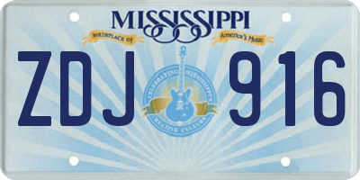 MS license plate ZDJ916