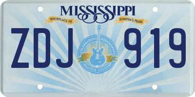MS license plate ZDJ919
