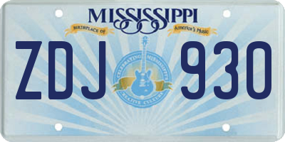 MS license plate ZDJ930