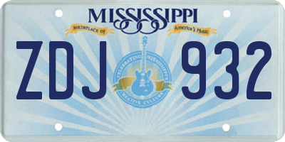 MS license plate ZDJ932