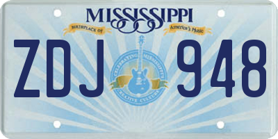MS license plate ZDJ948
