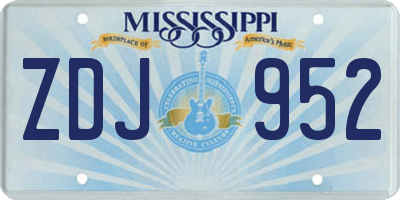 MS license plate ZDJ952