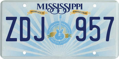 MS license plate ZDJ957