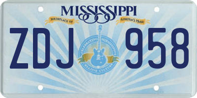 MS license plate ZDJ958
