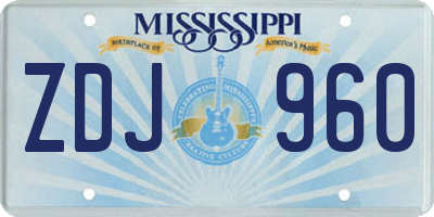 MS license plate ZDJ960