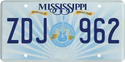 MS license plate ZDJ962